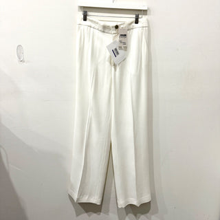 NWT Joseph New Ferdy Crepe Satin Wide Leg Trouser Pants White Womens Size 38 / 6