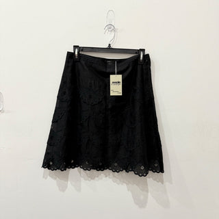 BCBGMaxazria Embroidered High Waisted A-Line Mini Skirt Black Women's Size 2