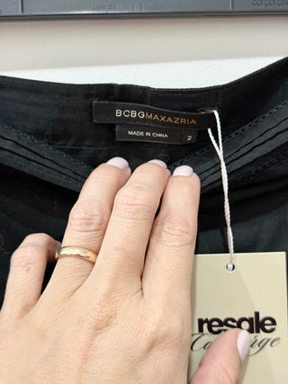 BCBGMaxazria Embroidered High Waisted A-Line Mini Skirt Black Women's Size 2