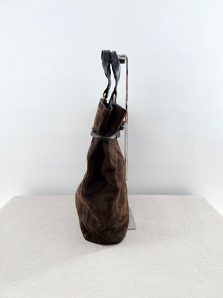 Gucci suede leather top handle tote bag