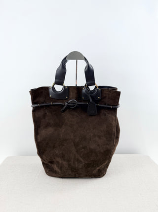 Gucci suede leather top handle tote bag
