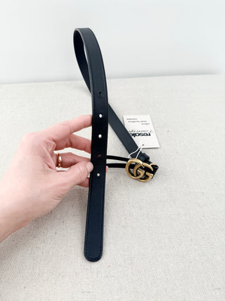 Gucci thin leather marmot belt, 65/26