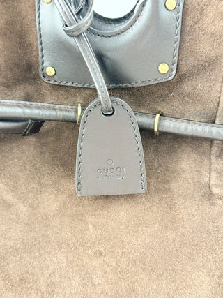 Gucci suede leather top handle tote bag