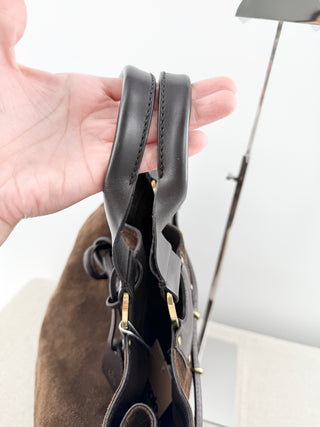 Gucci suede leather top handle tote bag