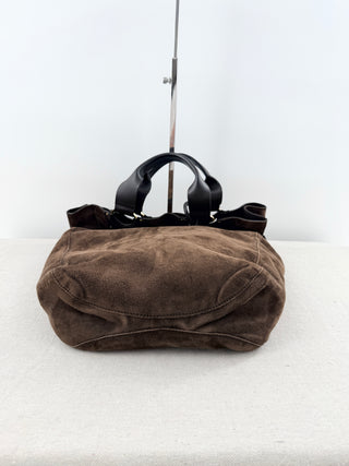 Gucci suede leather top handle tote bag