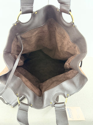 Gucci suede leather top handle tote bag