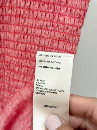 Maeve x Anthropologie Schuyler Sleevless Smocked Peplum Blouse Pink Women Size S