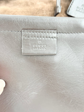 Gucci suede leather top handle tote bag