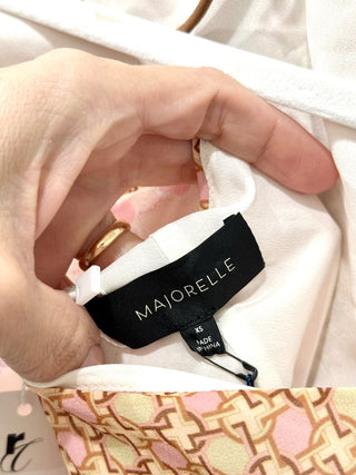 NWT Majorelle Carrie Satin Patchwork Halter Neck Mini Dress Gold/Pink Women's XS