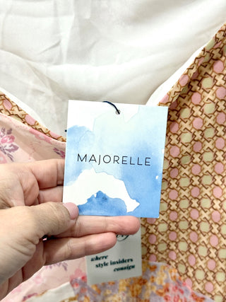 NWT Majorelle Carrie Satin Patchwork Halter Neck Mini Dress Gold/Pink Women's XS