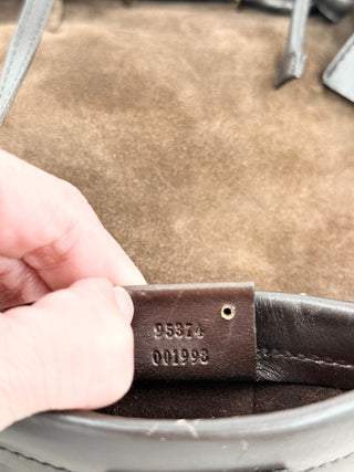 Gucci suede leather top handle tote bag