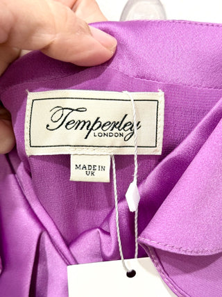 Temperley London Faux Wrap Midi Dress with Ruffles, Purple Women's Size US 8