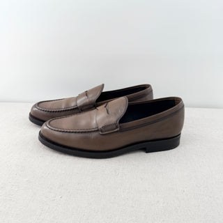NWOT Tod's Leather Slip On Almond Toe Penny Loafers Shoes Brown Men's Size 9