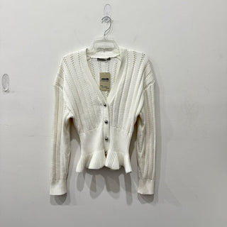 Jason Wu V-Neck Buttoned Long Sleeve Peplum Cardigan Sweater White Women's Small