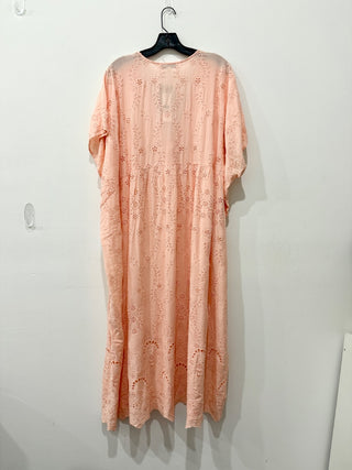 Young Fabulous & Broke Eyelet Tie Front Maxi Cover Up Dress Pink Women's Size XS