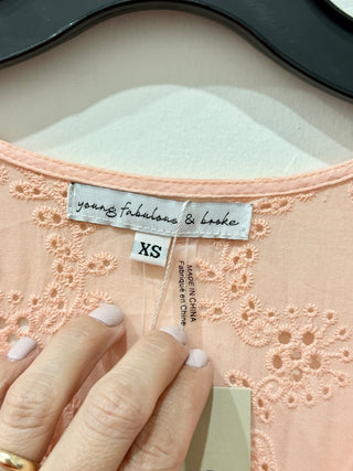 Young Fabulous & Broke Eyelet Tie Front Maxi Cover Up Dress Pink Women's Size XS