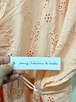 Young Fabulous & Broke Eyelet Tie Front Maxi Cover Up Dress Pink Women's Size XS