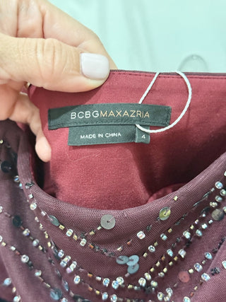 BCBGMaxazria Beaded Sleeveless Cocktail Mini Dress Burgundy/Black Women's Size 4