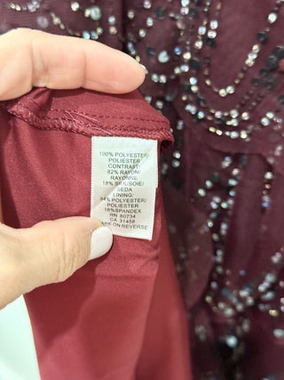 BCBGMaxazria Beaded Sleeveless Cocktail Mini Dress Burgundy/Black Women's Size 4