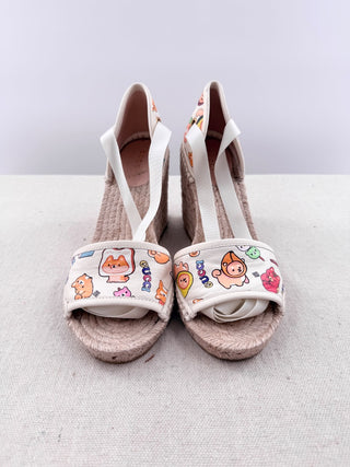 Gucci x Pikarar Ankle Wrap Platform Espadrille Wedges Sandals White Womens EU 37