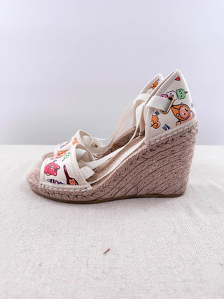 Gucci x Pikarar Ankle Wrap Platform Espadrille Wedges Sandals White Womens EU 37