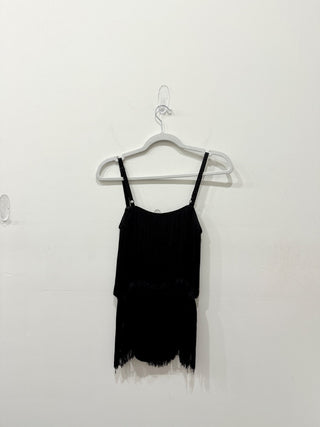 Theory Pardia Fringe Sleeveless Blouson Cami Tank Top Black Women's Size P / XS