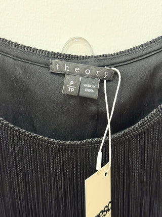 Theory Pardia Fringe Sleeveless Blouson Cami Tank Top Black Women's Size P / XS