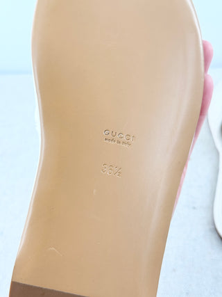 NWOT Gucci Horsebit GG Quilted Padded Leather Flat Slides White Women's EU 36.5