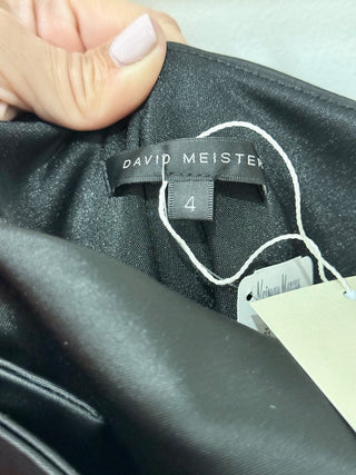 NWT David Meister Sleeveless Spaghetti Strap Peplum Mini Sheath Dress Black 4