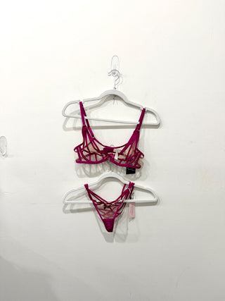 Agent Provocateur underware mesh and satin set with chain, top 34 B / thong size 2