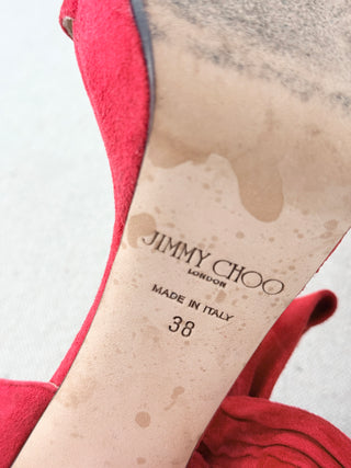 Jimmy Choo ‘Kaytrin’ Wraparound Strap Platform Sandals Red Women's Size EU 38