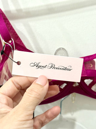 Agent Provocateur underware mesh and satin set with chain, top 34 B / thong size 2