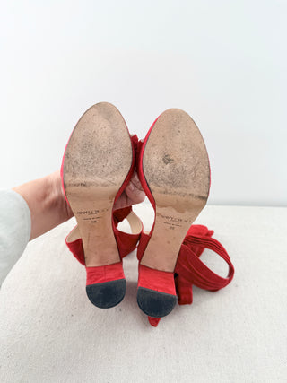 Jimmy Choo ‘Kaytrin’ Wraparound Strap Platform Sandals Red Women's Size EU 38