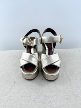 See by Chloe leather platform block heel sandals, 39