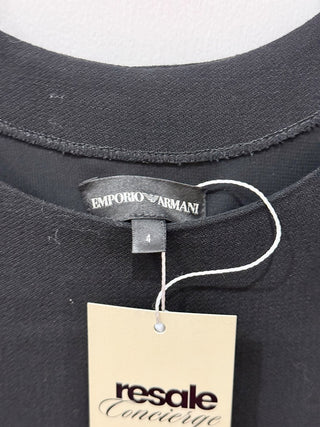 Emporio Armani Wool Cap Sleeve Scoop Neck Fit & Flare Midi Dress Black Women's 4