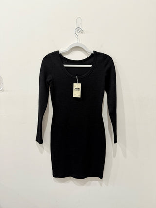James Perse Skinny Scoop Back Knit Jersey Mini Bodycon Dress Black Womens 1 / S