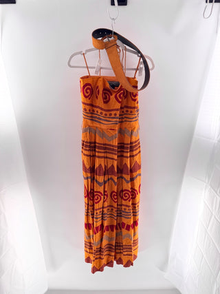 Linda Allard / Ellen Tracy linen pattern maxi dress, 10