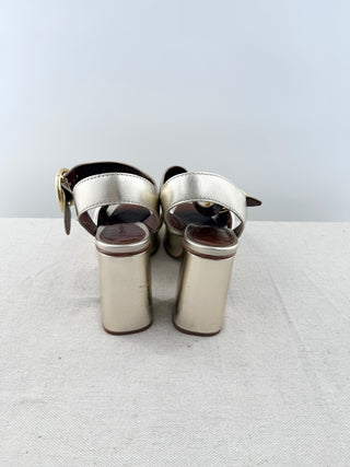 See by Chloe leather platform block heel sandals, 39