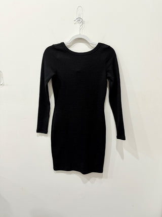 James Perse Skinny Scoop Back Knit Jersey Mini Bodycon Dress Black Womens 1 / S