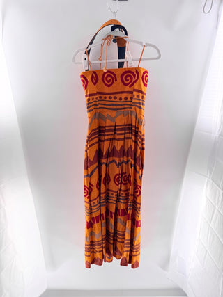 Linda Allard / Ellen Tracy linen pattern maxi dress, 10