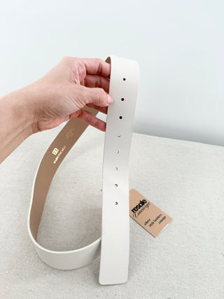 B-low the belt square buckle wide leather belt, S