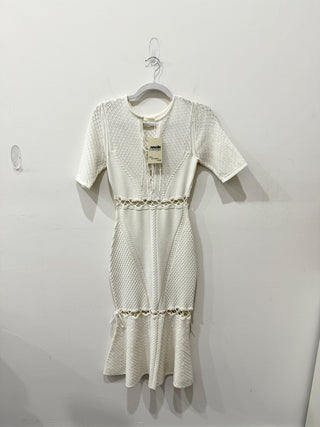 Jonathan Simkhai Short Sleeve Knit Cut Out Bodycon Midi Dress White Women's S