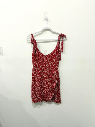 Reformation pattern faux wrap mini dress, 0