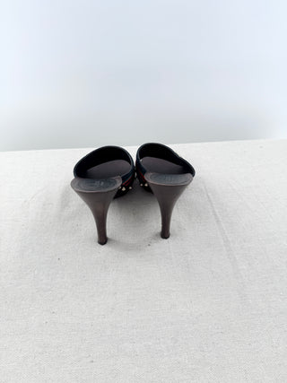 Gucci vintage canvas web stripe horsebit wood heel platform slide, 9