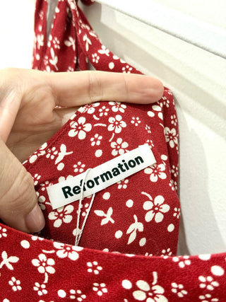 Reformation pattern faux wrap mini dress, 0