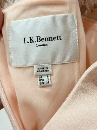L.K. Bennett Selene Lace & Crepe Cap Sleeve Fit & Flare Midi Dress Blush Women 2