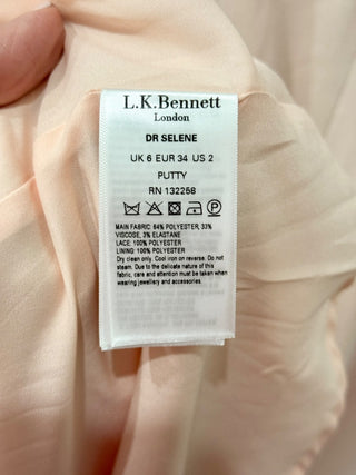 L.K. Bennett Selene Lace & Crepe Cap Sleeve Fit & Flare Midi Dress Blush Women 2