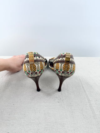 Gucci pigna pineapple d'orsay sandals, 8.5