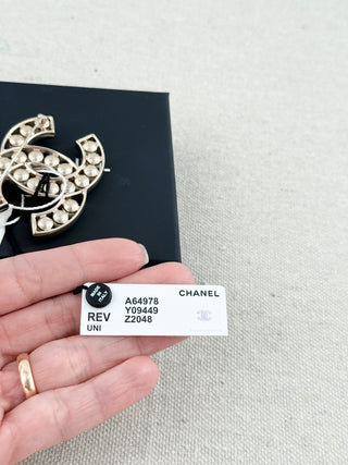 Chanel pearl embellished CC brooch