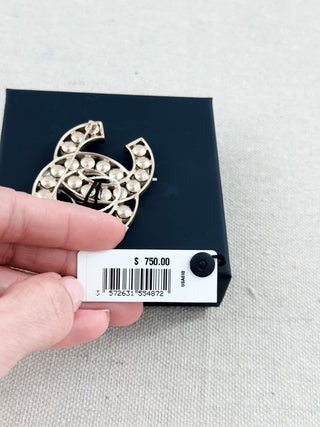 Chanel pearl embellished CC brooch